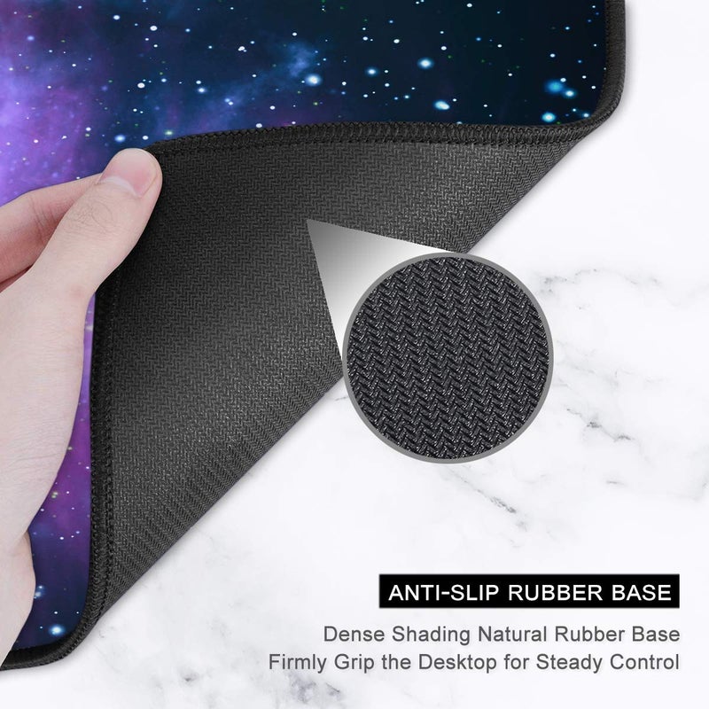 Auhoahsil Large Gaming Mouse Pad, Galaxy Theme XXL 35.4 x 15.7 in Desk Pad Stitched Non-Slip Rubber Long Computer Mousepad Thin Extended Full Size Desk Mat for Desktop, Laptop, Wireless Mice, Purple - Image 4